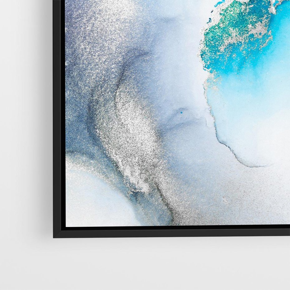 Obraz w ramie 50x50 - Marmur złotą akwarelą - marmur, akwarela - rama czarna