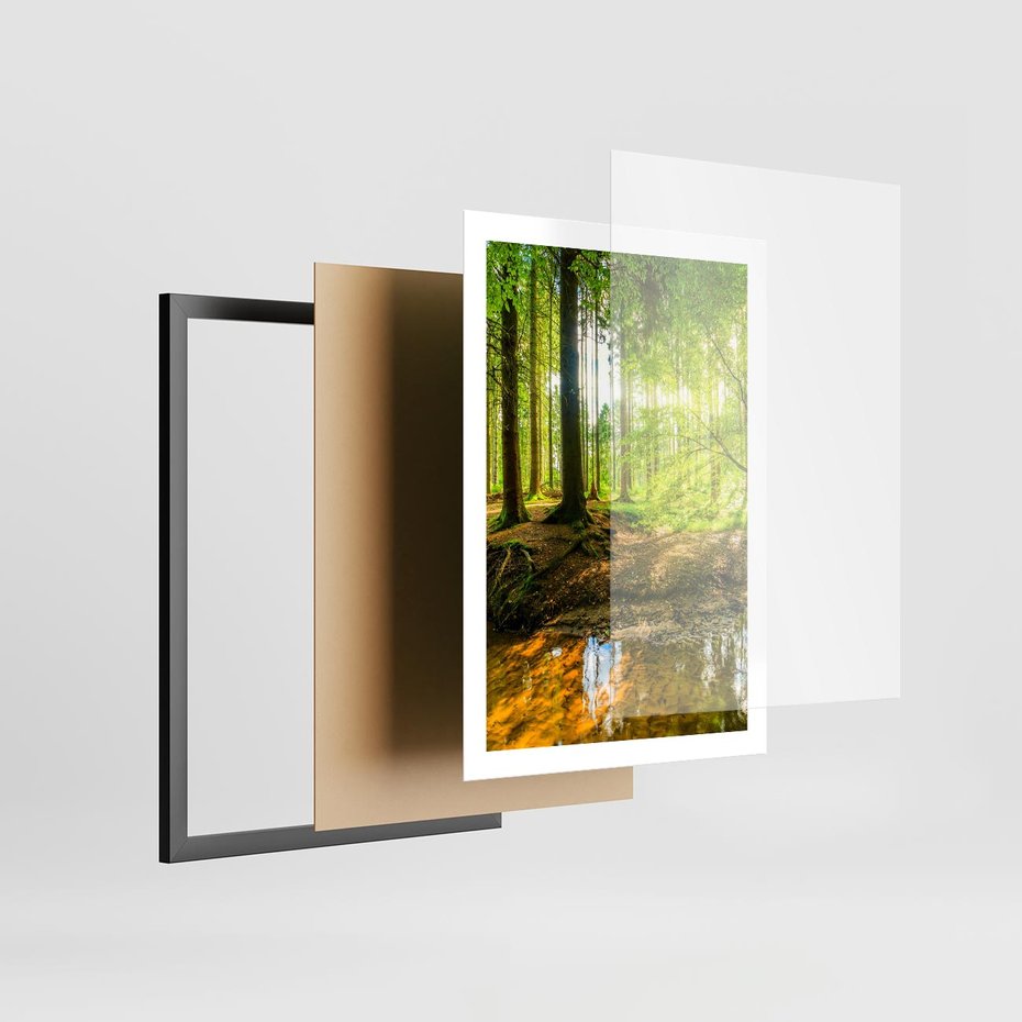 Plakat w ramie 50x70 - Las nad Wodą - las, woda - rama czarna
