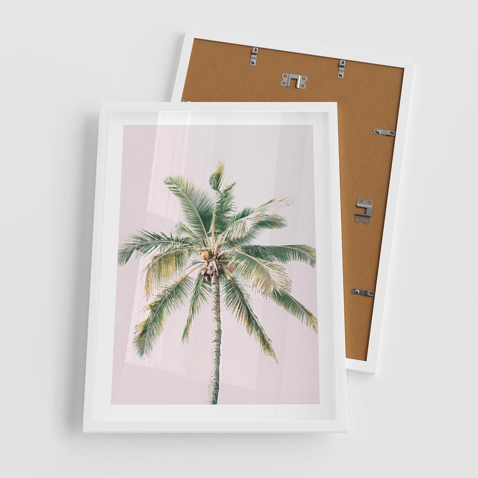 Plakat w ramie 50x70 - Błogość Tropików - palma, tropiki - rama biała