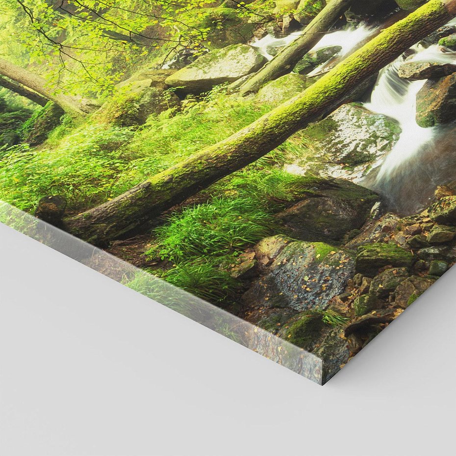 Obraz na płótnie 40x40 - Magiczny Strumień w Lesie - strumień, las