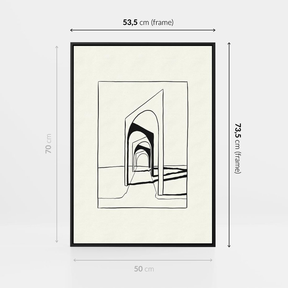 Obraz w ramie 50x70 - Poezja światła i cienia - nowoczesna sztuka, minimalistyczny styl - rama czarna