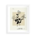 Plakat w ramie 40x50 - Malowane szkicowe tęsknoty - kwiaty, typografia - rama biała