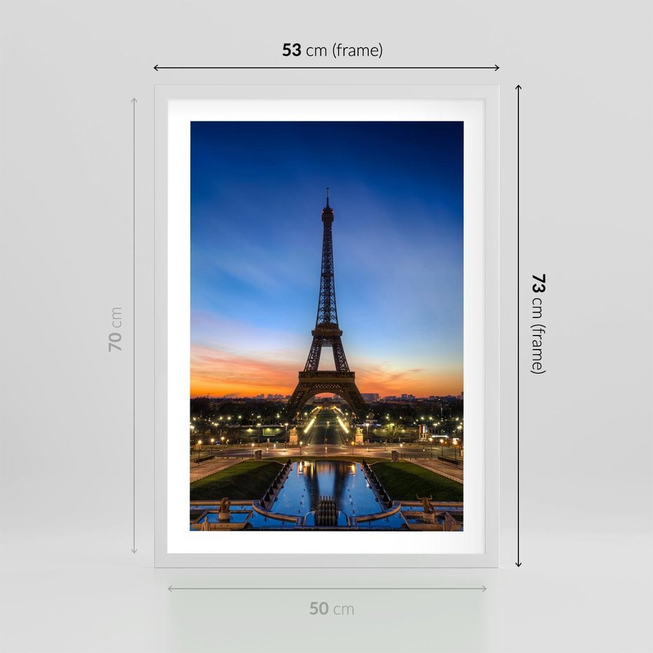 Plakat w ramie 50x70 - Wieża Eiffla w Innej Odsłonie - wieża, Eiffla - rama biała