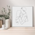 Obraz w ramie 50x50 - Bezgraniczne Przenikanie - para zakochanych, kobieta i mężczyzna - rama biała
