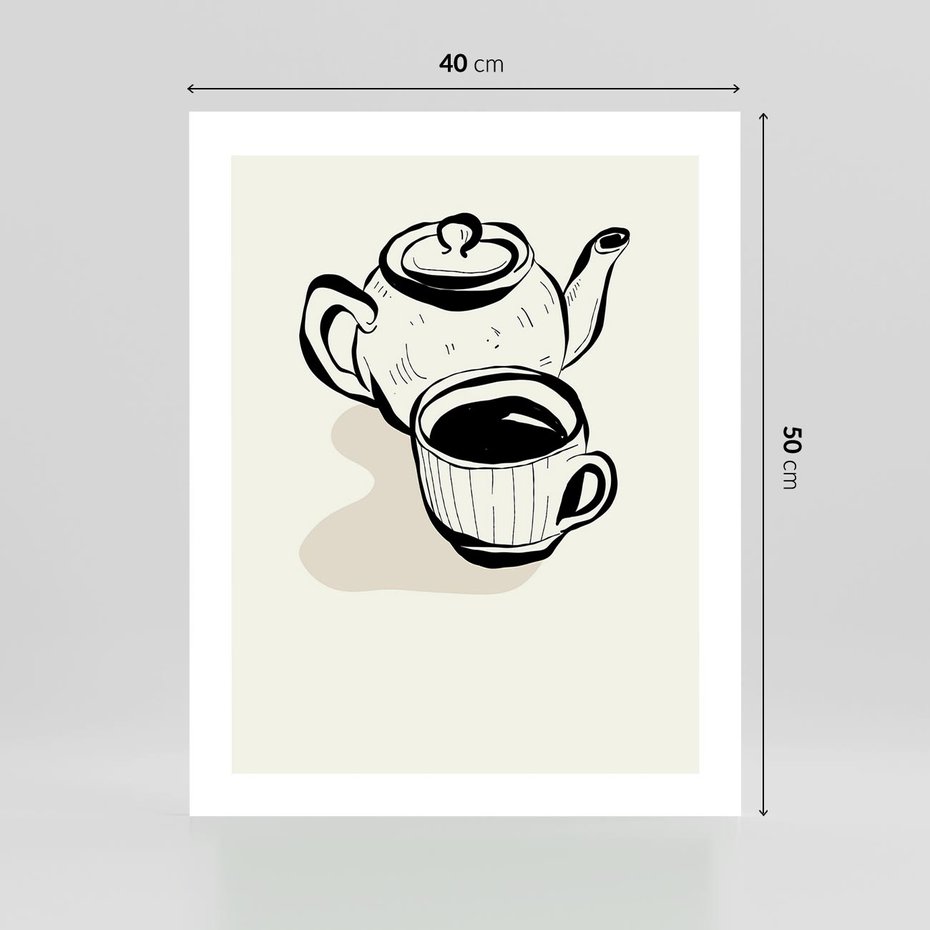Plakat bez ramy 40x50 - Kawa w Minimalistycznym Szkicu - grafika, szkic