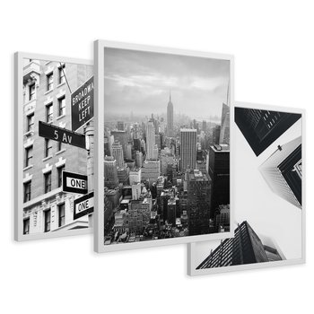 Zestaw obrazy w ramie 40x50 galeria - Nowy, Jork, miasto, nowoczesny - rama biała