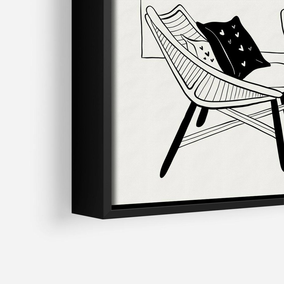 Obraz w ramie 50x50 - Boho Elegancja - boho wnętrze, salon - rama czarna