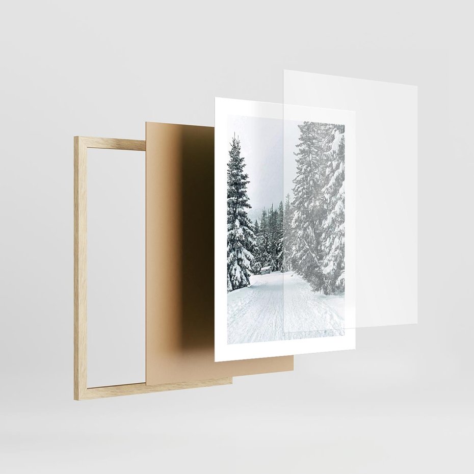 Plakat w ramie 30x40 - Magia Zimy na Obrazie - las, zima - rama drewno
