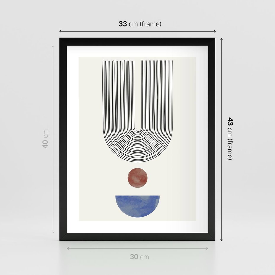 Plakat w ramie 30x40 - Rozplątane Wibracje - nowoczesny plakat, styl midcentury - rama czarna