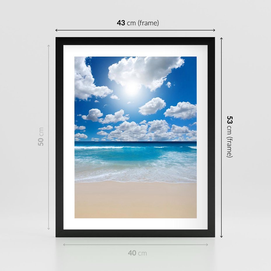 Plakat w ramie 40x50 - Wakacyjna plaża - plaża, wakacje - rama czarna