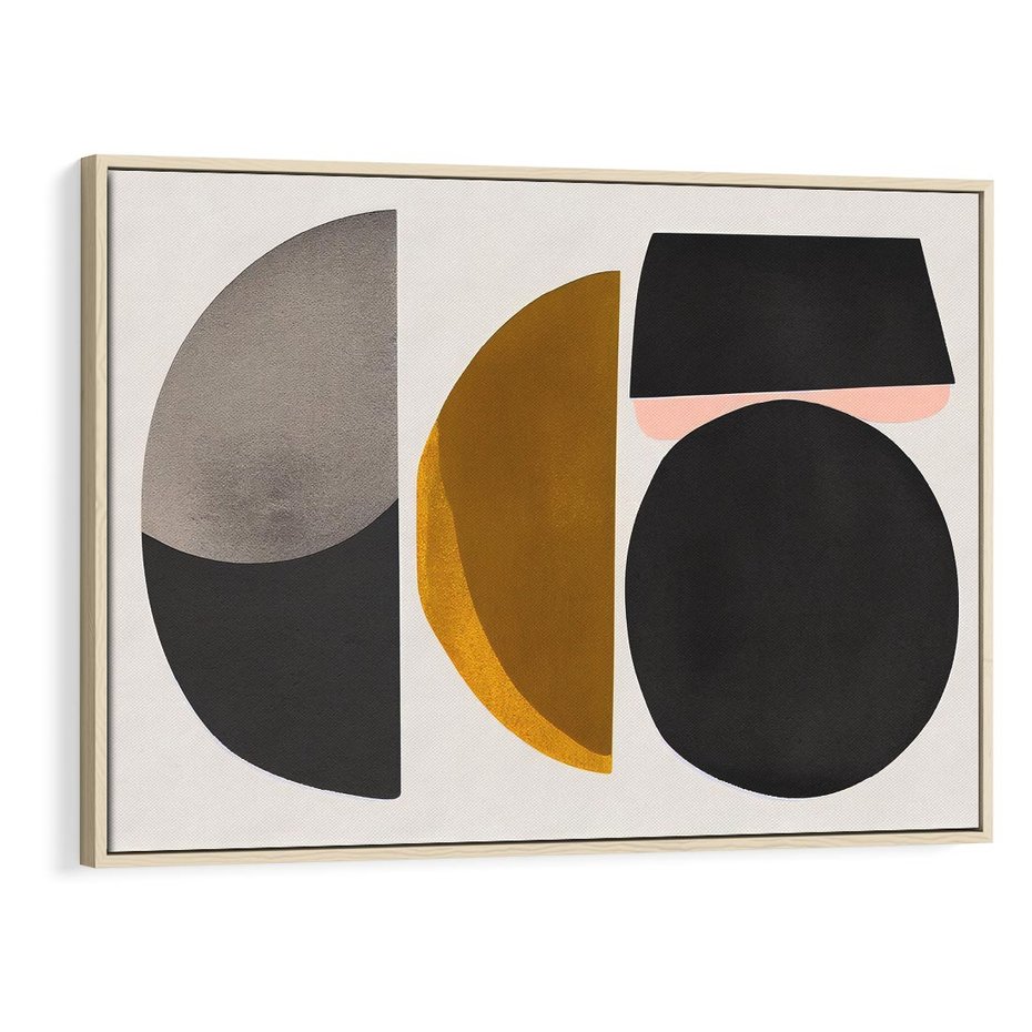 Obraz w ramie 100x70 - Tajemnice sztuki odkryte - geometryczne półkola, kształty - rama drewno