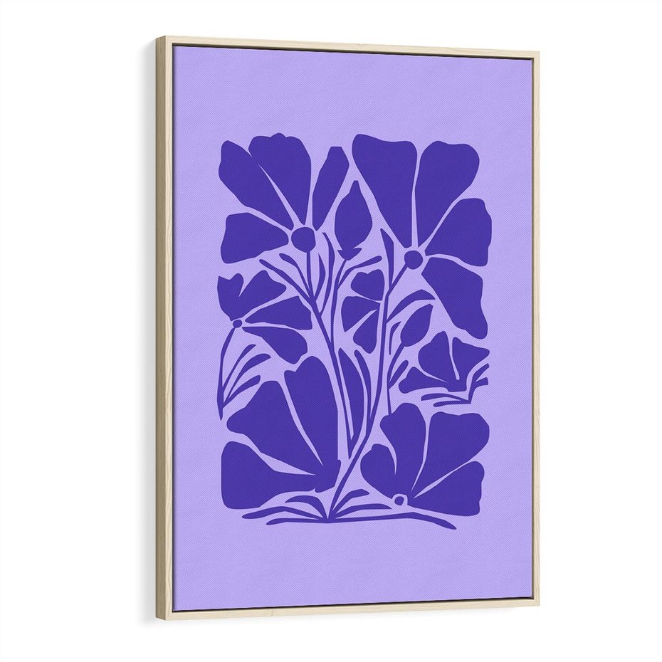 Obraz w ramie 70x100 - Migocące Boho Wibracje - kwiaty, energetyczne fioletowe tło - rama drewno