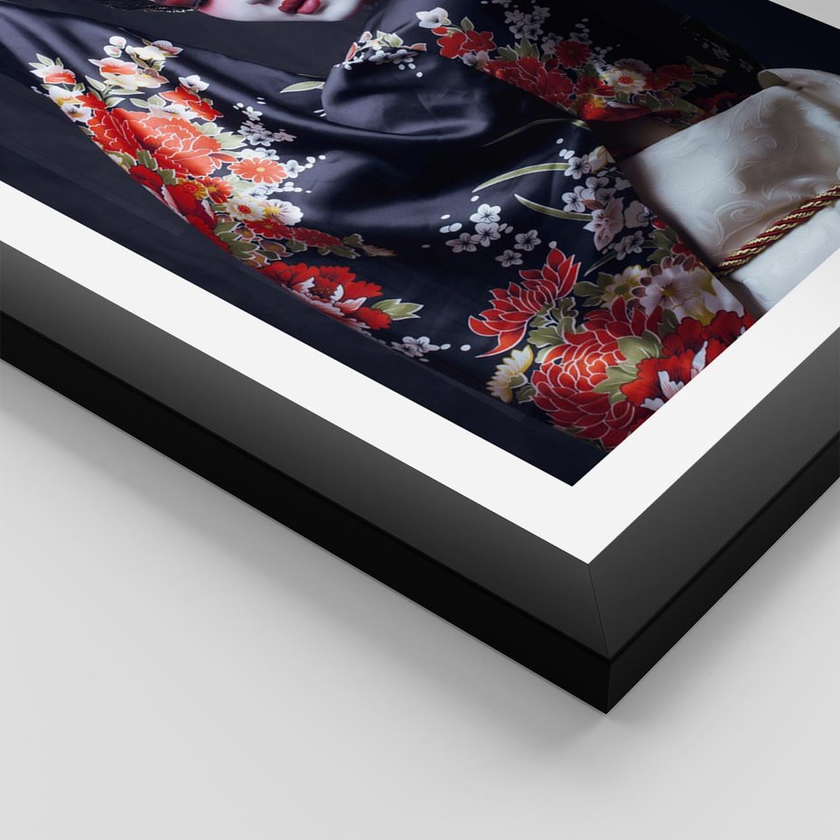 Plakat w ramie 30x40 - Elegancka japońska gejsza - japońska, gejsza - rama czarna