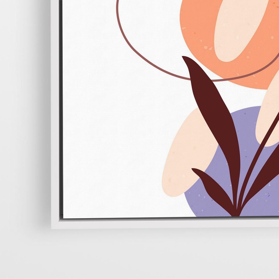 Obraz w ramie 50x50 - Kwiatowa Impresja - abstrakcyjna sztuka, plamy - rama biała