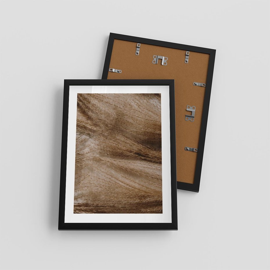 Plakat w ramie 30x40 - Pampasowy Brąz - suche trawy, trawa pampasowa - rama czarna