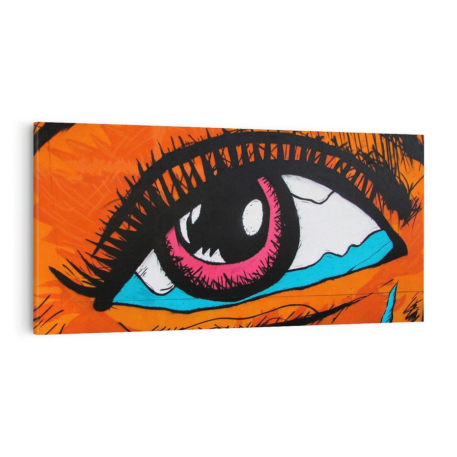 Obraz na płótnie 120x60 - Artystyczne spojrzenie: oko w graffiti - oko, graffiti