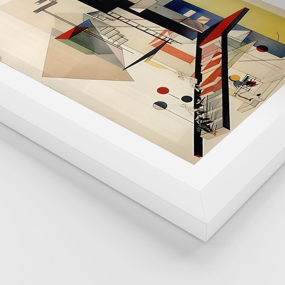 Plakat w ramie 50x70 - Kolorowe Wnętrza Inspiracji - abstrakcyjny obraz, jak kandinsky - rama biała