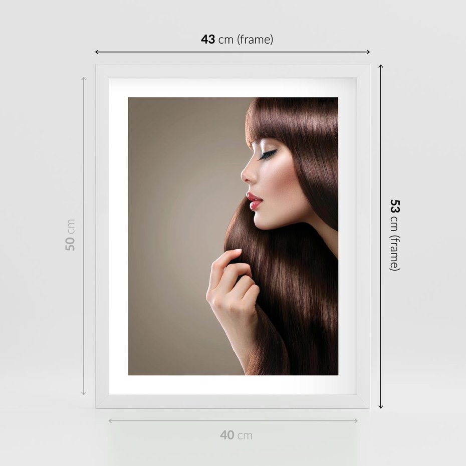 Plakat w ramie 40x50 - Piękno fryzury - włosy, fryzura - rama biała