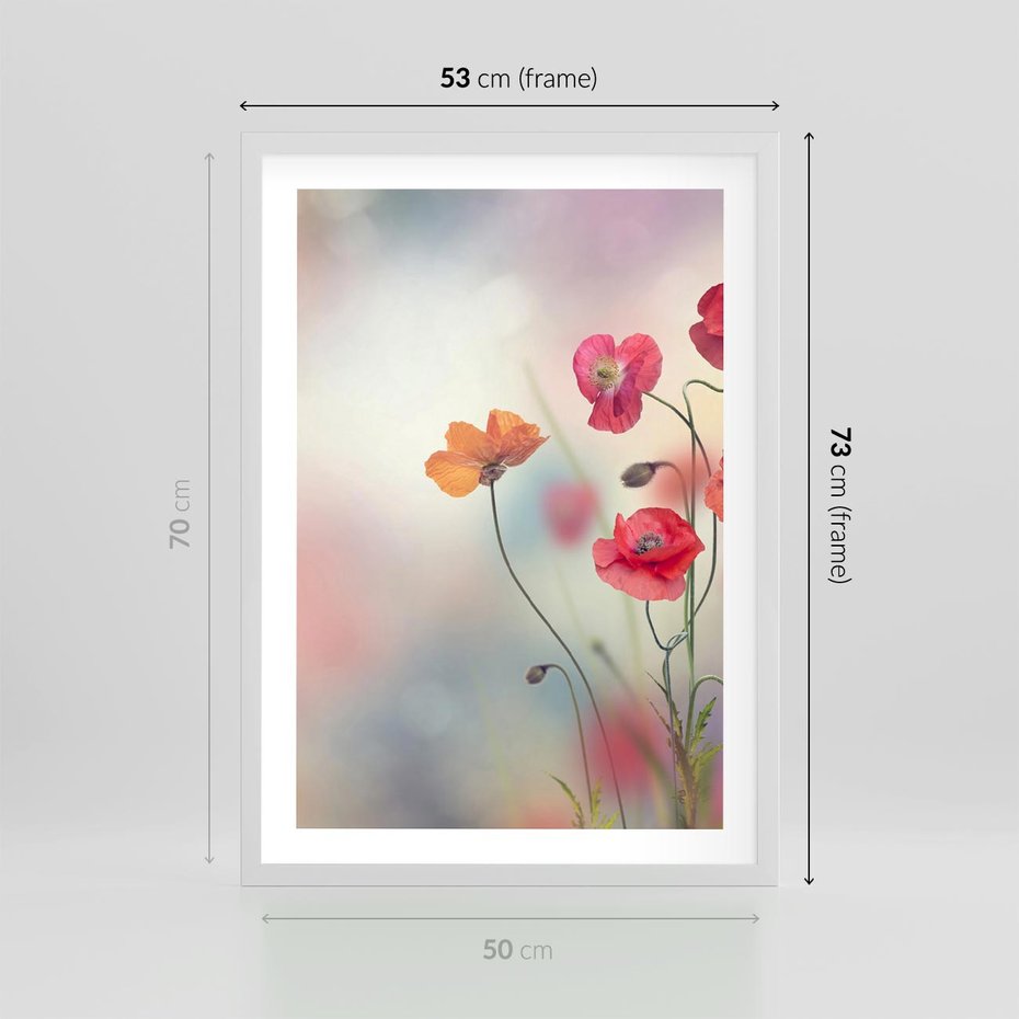 Plakat w ramie 50x70 - Urok natury - kwiaty, akwarela - rama biała