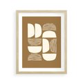 Plakat w ramie 40x50 - Wewnętrzne Spektrum - geometryczne boho kształty na brązowym, karmelowym tle - rama drewno