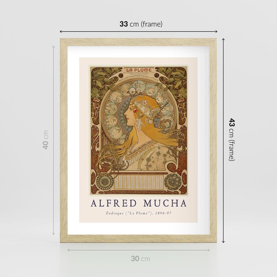 Plakat w ramie 30x40 - Mucha: Reprodukcja i Typografia na Plakacie - reprodukcja, alfons mucha - rama drewno