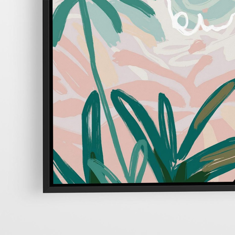 Obraz w ramie 50x50 - Rajski Stan - pastelowy krajobraz, nowoczesny plakat - rama czarna