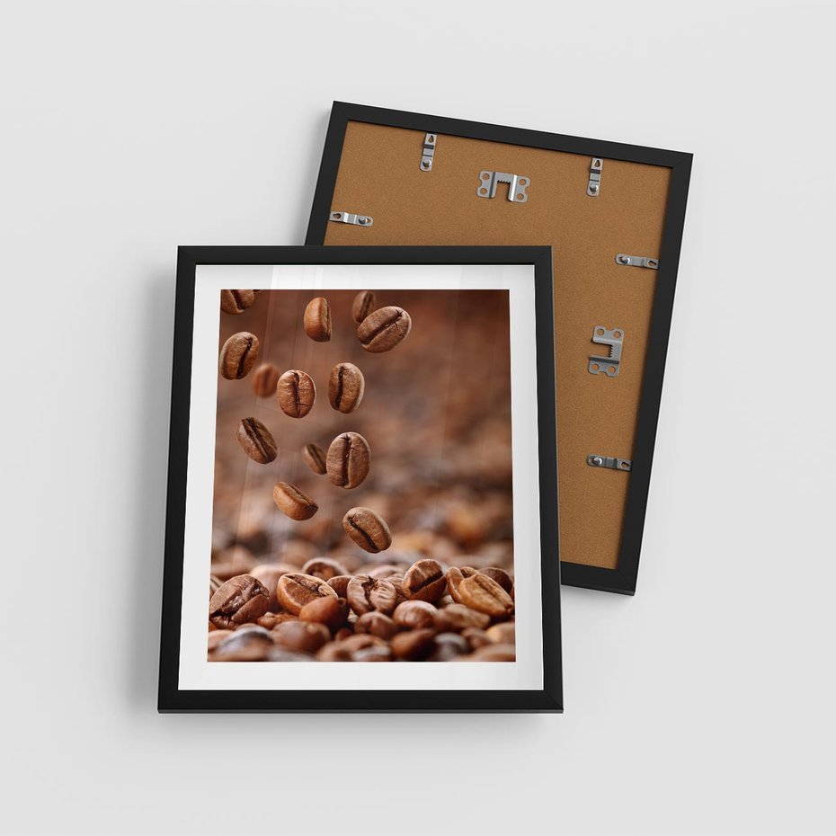 Plakat w ramie 40x50 - Kawiarniana atmosfera kawy - kawa, kawiarnia - rama czarna