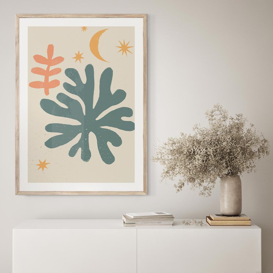 Plakat w ramie 30x40 - Rozbłysk Emanacji - boho formy, kształty - rama drewno