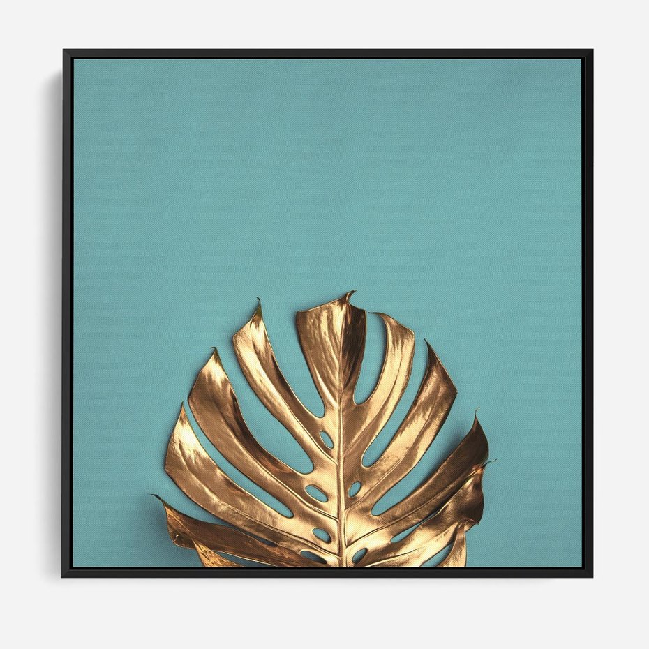 Obraz w ramie 50x50 - Piękno Natury - złote, liście - rama czarna