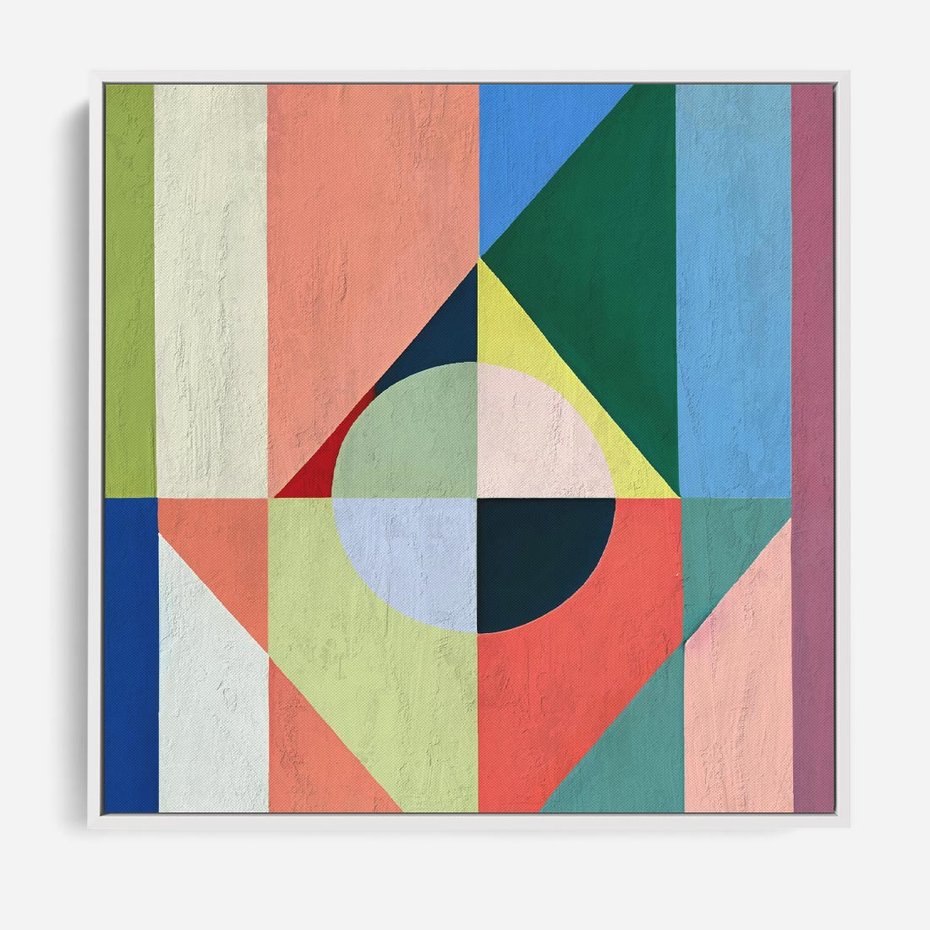 Obraz w ramie 80x80 - Księga Kolorowych Wizji - różne geometryczne formy, koła - rama biała