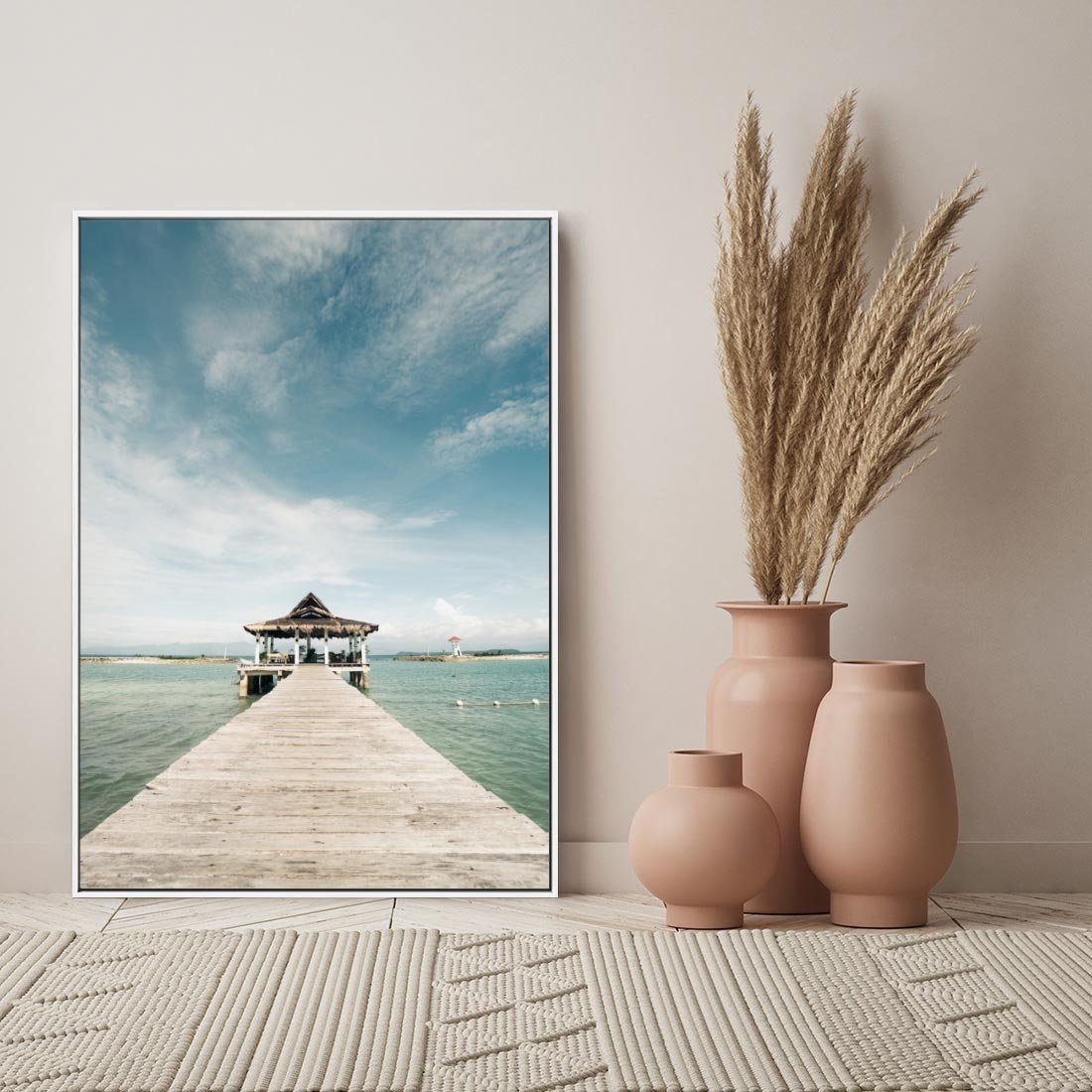 Obraz w ramie 80x120 - Magia Morza i Piękno Plaży - Hawaje, morze - rama biała