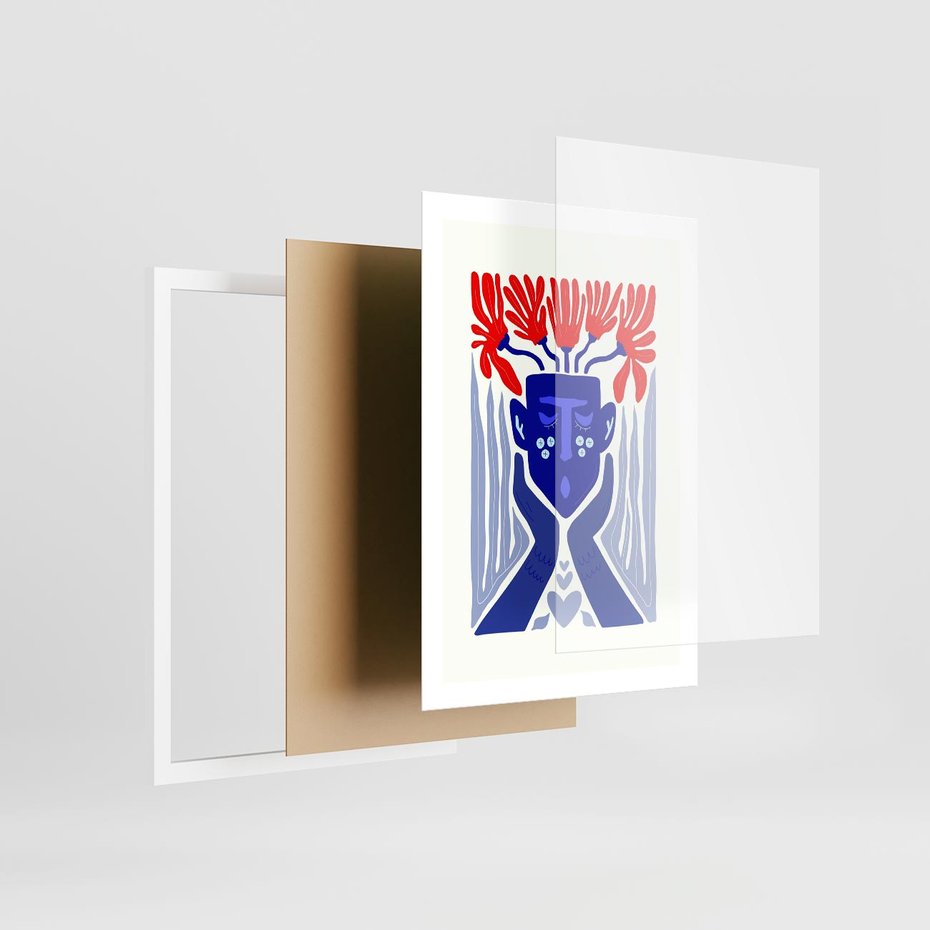 Plakat w ramie 50x70 - Nowoczesne Wcielenie Boho - etniczna maska, boho styl - rama biała