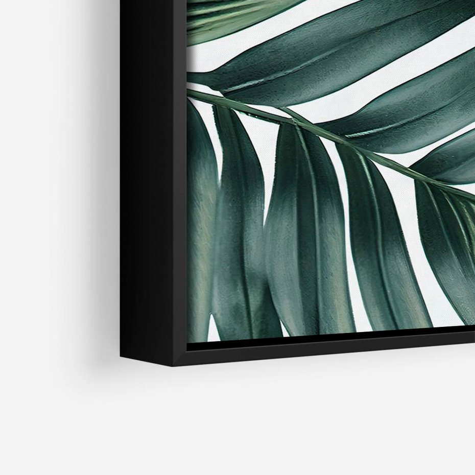 Obraz w ramie 100x70 - Ruchome liście czasu - liście palmy, tropikalne - rama czarna
