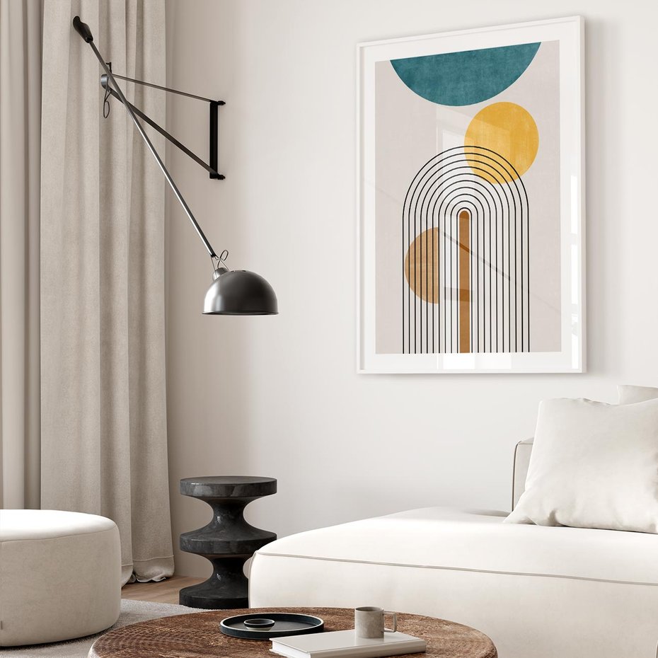 Plakat w ramie 50x70 - Wewnętrzne Labirynty Form - styl mid century, nowoczesna sztuka - rama biała