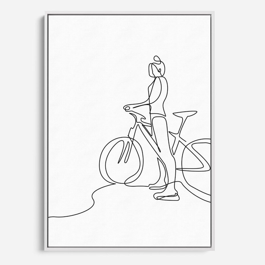 Obraz w ramie 50x70 - Minimalistyczna Przejażdżka - szkic, minimalizm - rama biała