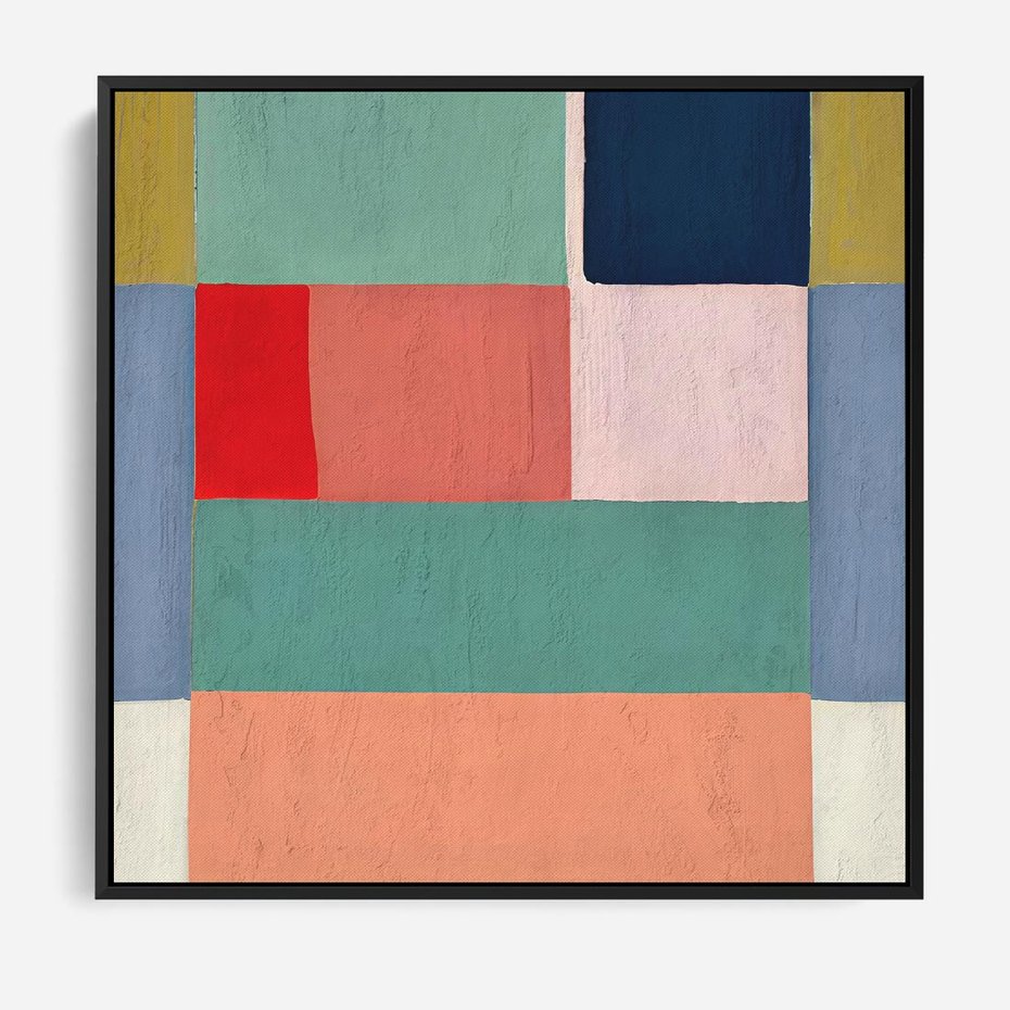 Obraz w ramie 50x50 - Bezgraniczne Nastroje Harmonii - abstrakcyjne geometryczne kształty, olejny obraz - rama czarna