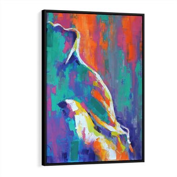 Obraz w ramie 70x100 - Olejne Wibrujące Emocje - abstrakcyjny obraz, różne kolorowe maźnięcia pędzla - rama czarna