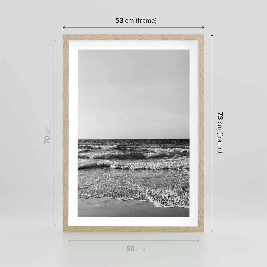 Plakat w ramie 50x70 - Słuchaj Śpiewu Fal - morze, fale - rama drewno