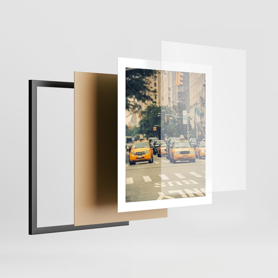 Plakat w ramie 40x50 - Miasto Taksówek - taksówki, miasto - rama czarna