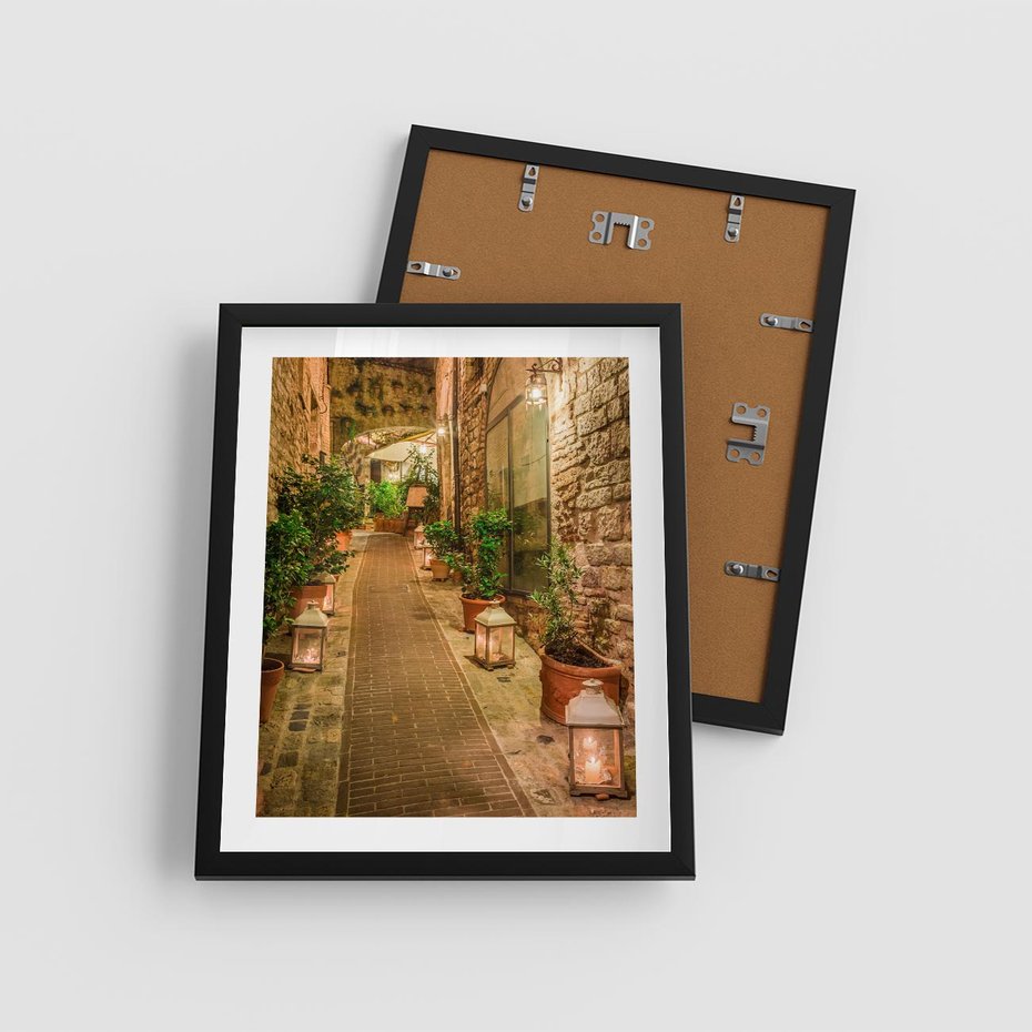 Plakat w ramie 40x50 - Perspektywa Uliczki Miejskiej - uliczka, perspektywa - rama czarna