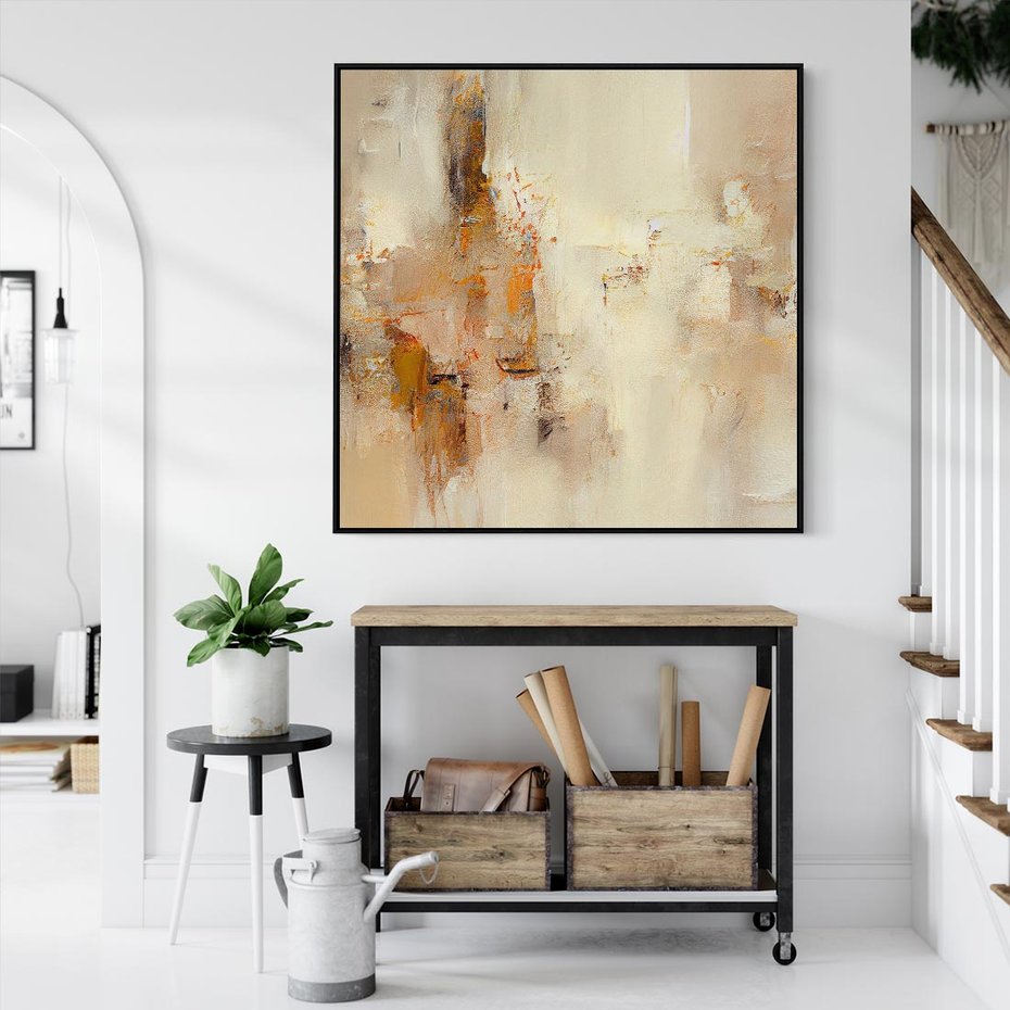 Obraz w ramie 50x50 - Odbicie utraconych barw - abstrakcja, tekstury farb - rama czarna