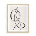 Plakat w ramie 50x70 - Zaklęte Linie - abstrakcyjne szkicowane linie, minimalizm - rama drewno