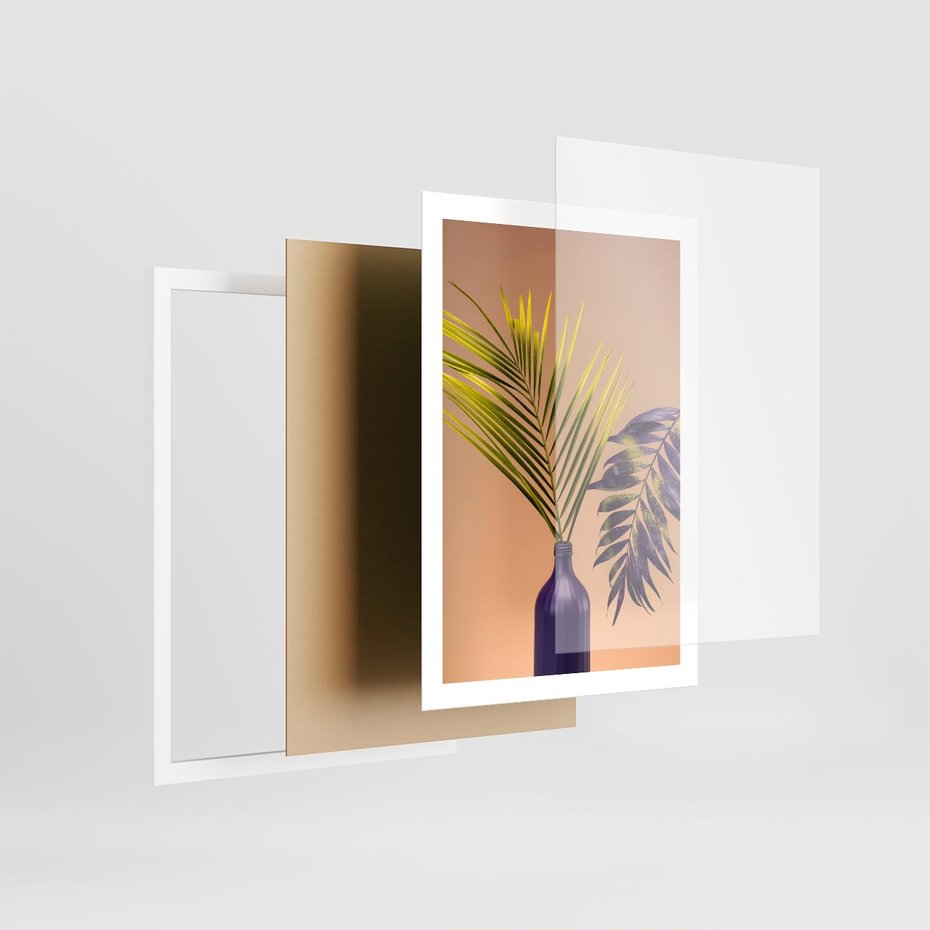 Plakat w ramie 50x70 - Delikatne Piękno - palma, pastele - rama biała