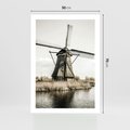 Plakat bez ramy 50x70 - Holenderski Wiatrak w Sepii - holenderski wiatrak, młyn