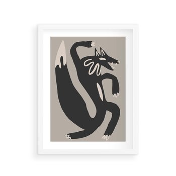 Plakat w ramie 30x40 - Strukturalne Odbicia Północy - skandynawska sztuka, lis - rama biała