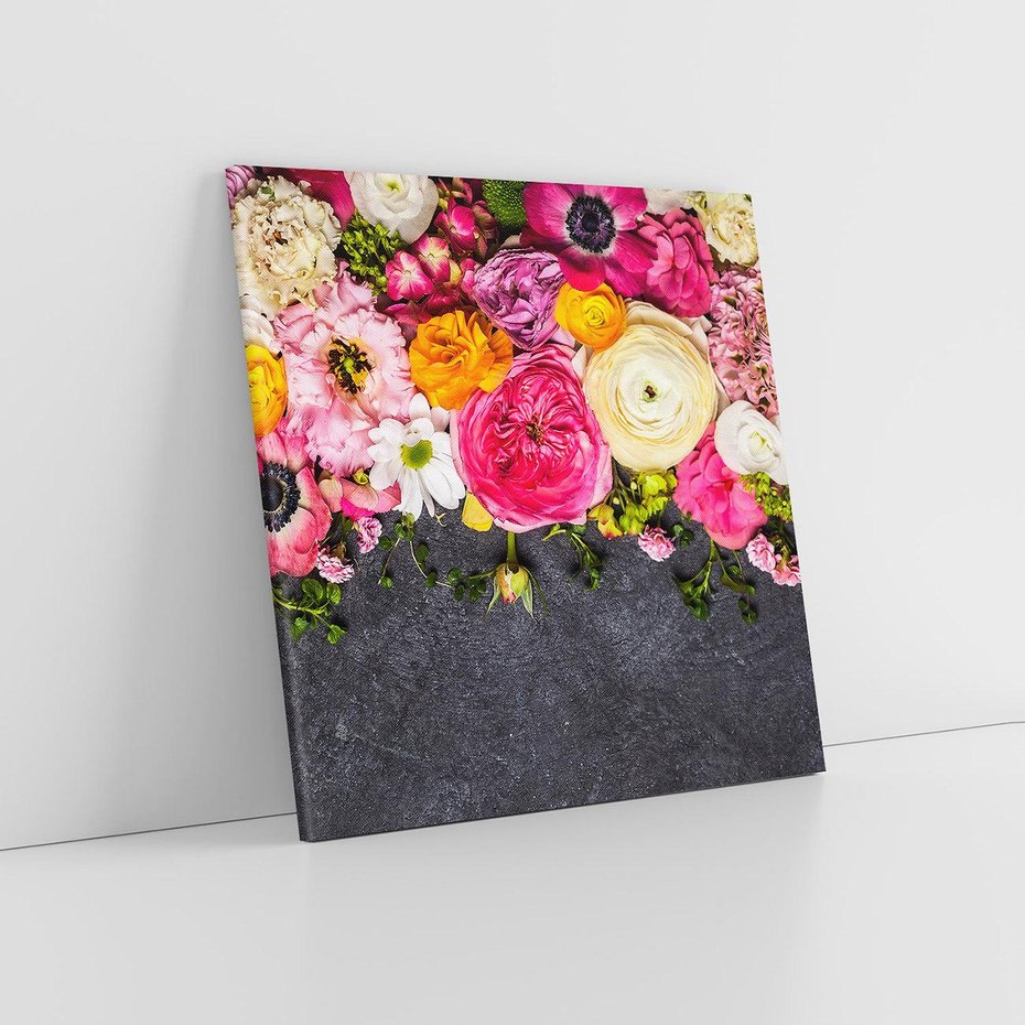 Obraz na płótnie 60x60 - Kompozycje kwiatowe: harmonia natury - kwiaty, kompozycja