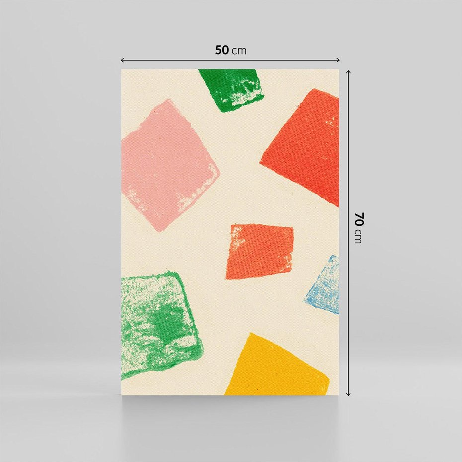 Obraz na płótnie 50x70 - Tęczowe Rytmy - kolorowe tęczowe kwadraty, wesoły kolaż