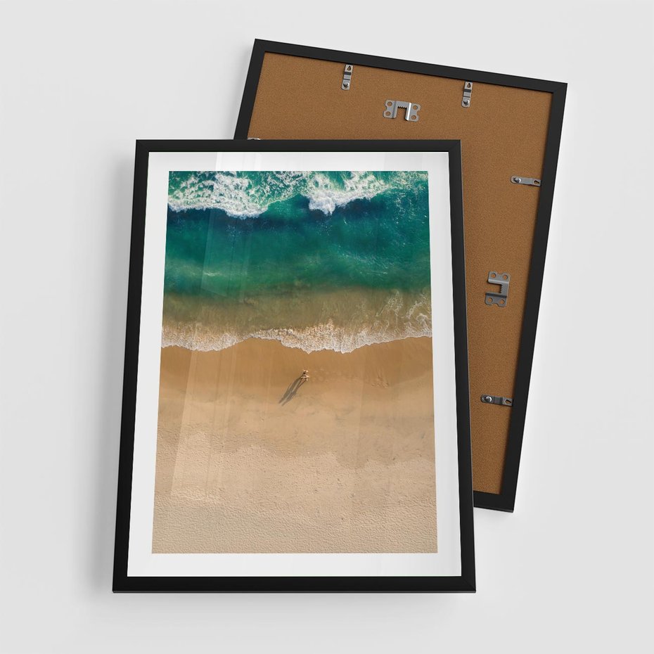 Plakat w ramie 50x70 - Oaza Relaksu - plaża, morze - rama czarna