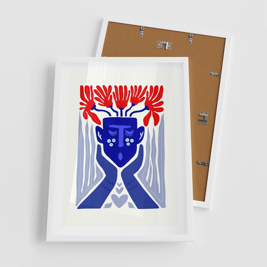 Plakat w ramie 50x70 - Nowoczesne Wcielenie Boho - etniczna maska, boho styl - rama biała