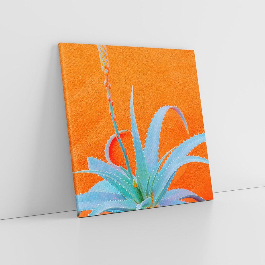 Obraz na płótnie 60x60 - Naturalna Harmonia - kaktusy, liście